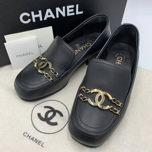 シャネル CHANEL 16A ココマーク チェーン ローファー モカシン 22cm