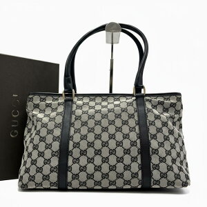 GUCCI �O�b�` GG�L�����o�X �g�[�g�o�b�O �O���[ �u���b�N ���f�B�[�X