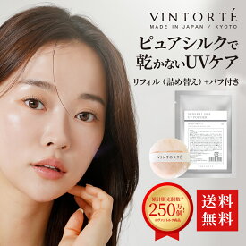 VINTORTE ミネラル UVパウダー 詰め替え パフ付 ファンデーション 50 代 フェイスパウダー 無添加 パウダーファンデーション カバー力 汗に強い ミネラルファンデーション シワ 伸ばし シミ 隠し 崩れない マスクにつかない ファンデーション シルクパウダー 母の日