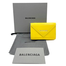 BALENCIAGA バレンシアガ ペーパーミニウォレット 財布 三つ折り コンパクト イエロー レディース メンズ ユニセックス