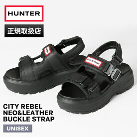 ハンター HUNTER サンダル メンズ レディース シティ リベル ネオ レザー バックル サンダル CITY REBEL NEO＆LEATHER BUCKLE STRAP ブラック BLACK 靴 UFD3109LEA-BLK | ブランド [正規取扱店]【ポイント10倍】