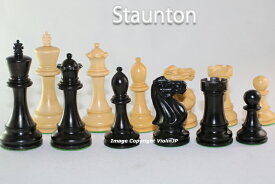 ♪スタントン♪ 黒檀・柘植　チェス駒セット　キング3.5インチ　ハンドメイド高級