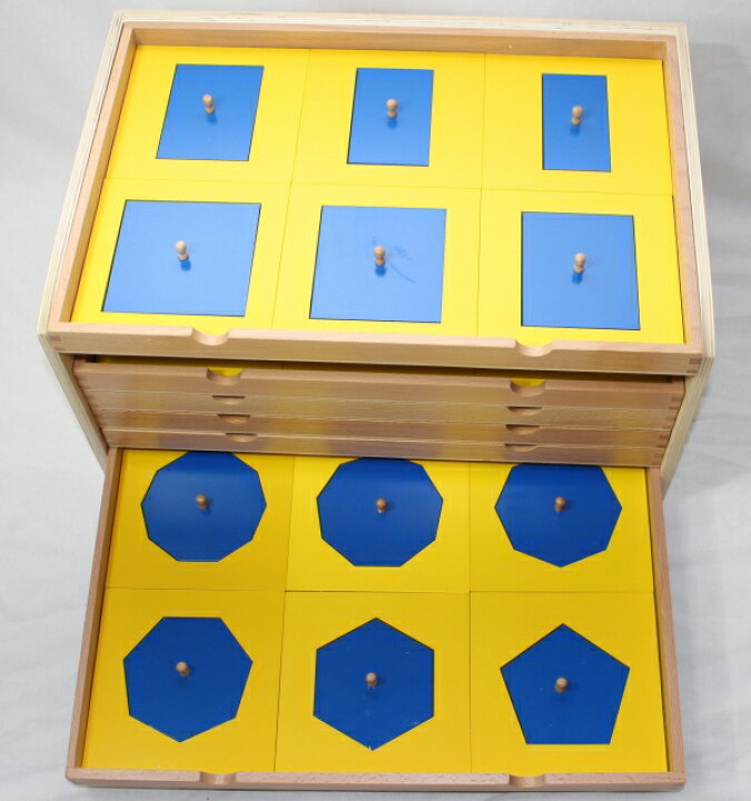 楽天市場】モンテッソーリ 幾何たんす ♪青、黄 36種 6段♪ Montessori 