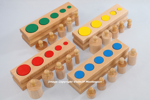 モンテッソーリ 円柱さし ♪色付き円柱付き♪ Montessori シリンダー・ブロック 知育玩具
