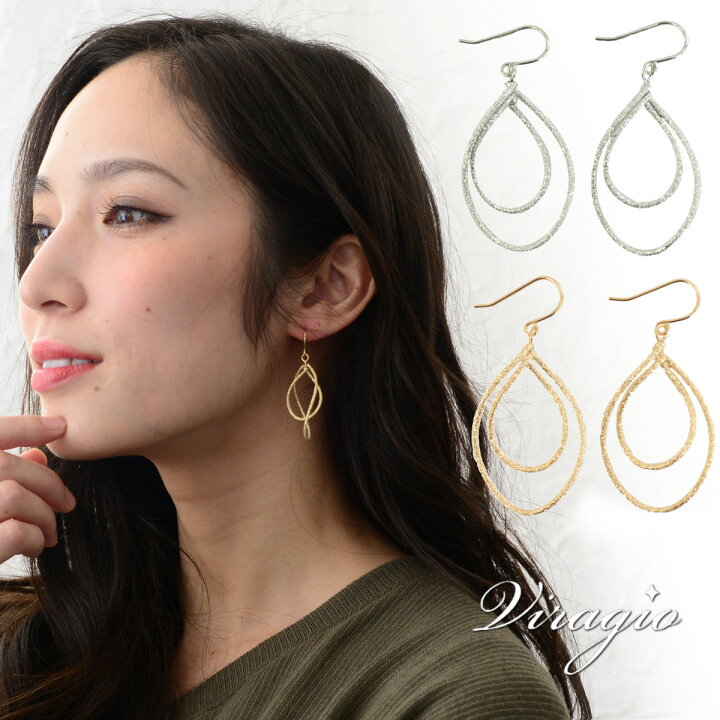 楽天市場 ピアス 金属アレルギー フックピアス ドロップ メタル ニッケルフリー キラキラ アクセサリー レディース 大人 シンプル 揺れる 結婚式 プレゼント ギフト ブランド ゴールド シルバー Vi 1368 Viragio