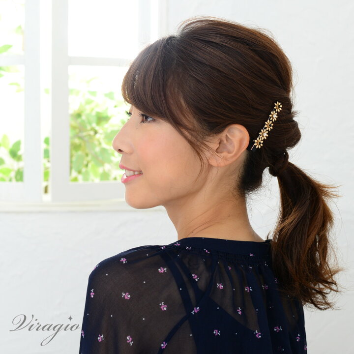 楽天市場 ヘアクリップ ヘアピン 黒 ヘアアクセサリー ゴールド Czダイヤ 髪留め 前髪 くちばしクリップ シンプル Vi 1210 Viragio