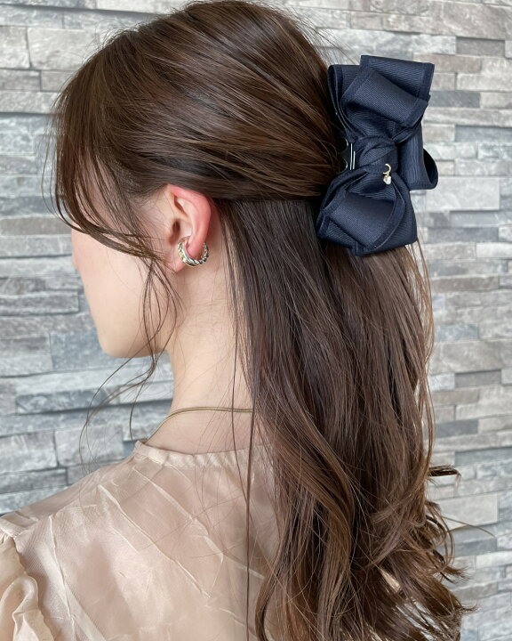 SALE／60%OFF】【SALE／60%OFF】♥️大人気♥️リボン ヘアクリップ ブラック 大きめ オフィス バンスクリップ ヘアピン 