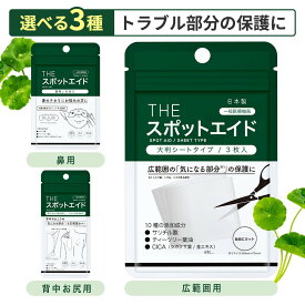 ニキビパッチ 皮脂 CICA配合 THE スポットエイドシート 傷 ハイドロコロイド 湿潤療法 薬用 日本製 武内製薬 SPOT AID 3 敏感肌 低刺激 吹き出物 肌荒れ 肌トラブル 背中 お尻 広範囲 鼻 にきび 絆創膏 送料無料