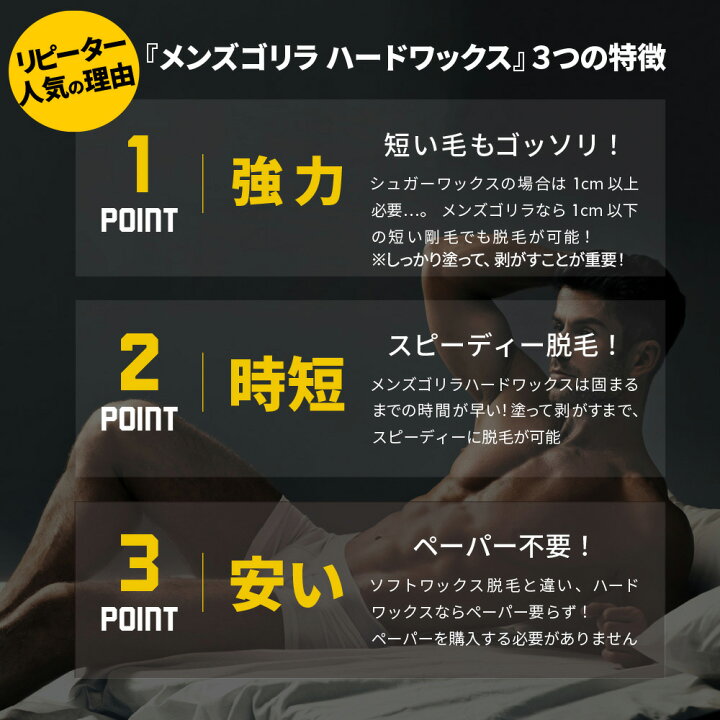 楽天市場 メンズゴリラ ブラジリアンワックス 粒状ハードワックス 単品 100g 3個セット メンズ ハード ハードワックス ワックス脱毛 脱毛 ワックス お試し すね毛 腕毛 剛毛 向け 男性用 脱毛 クリーム で肌荒れした方に セルフ 自宅 ワックス ブラジリアン 男性
