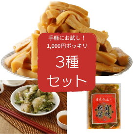 梅【1000円ポッキリ】メンマ 福袋 1000円ポッキリ 送料無料 ピリ辛極太メンマ 200g 麻辣搾菜 150g ザーサイ 120g めんま お試し おつまみ セット ラーメン つまみ