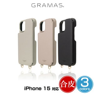 GRAMAS COLORS Mou PU���U�[ �V�����_�[�X�g���b�v�P�[�X for iPhone 15(�u���b�N)