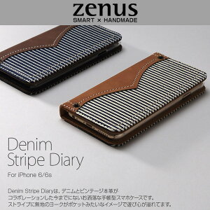 iPhone 6s/6 �p �P�[�X Zenus Denim Stripe Diary for iPhone 6s/6 �蒠�^ �{�v �{�� �J�[�h �|�P�b�g ���h����
