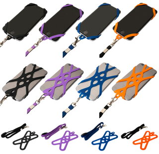 ミヨシフリーサイズスマホホルダー+ストラップSAC-SB02【送料無料】【ポストイン指定商品】4〜5.5インチサイズのスマートフォンに対応!