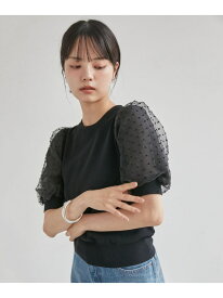 【夏トップス総選挙/お気に入り登録No.1】袖シアードッキングニット VIS ビス トップス ニット ブラック グレー ホワイト ブラウン【送料無料】[Rakuten Fashion]