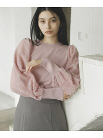 【SALE／60%OFF】布帛スリーブドッキングニットプルオーバー VIS ビス トップス ニット ピンク ホワイト ブラック【RBA_E】[Rakuten Fashion]