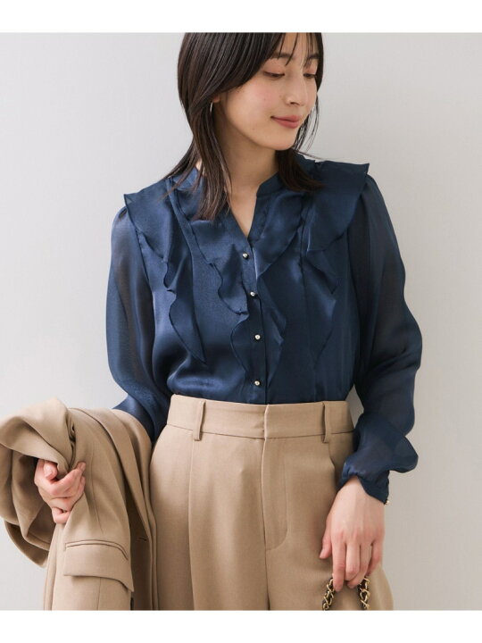 楽天市場】【SALE／30%OFF】シアーラッフルブラウス/イージーケア VIS 