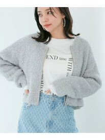 【SALE／30%OFF】リボンヤーンジップカーディガン VIS ビス トップス カーディガン グレー ホワイト【RBA_E】[Rakuten Fashion]