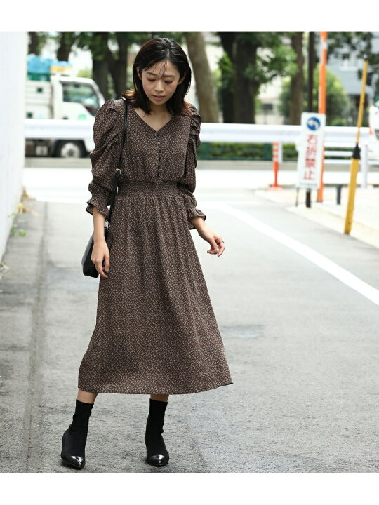 楽天市場 Sale 30 Off 袖ボリューム花柄シャーリングワンピース Vis ビス ワンピース ドレス その他のワンピース ドレス ブラック ホワイト Rba E Rakuten Fashion Vis ビス