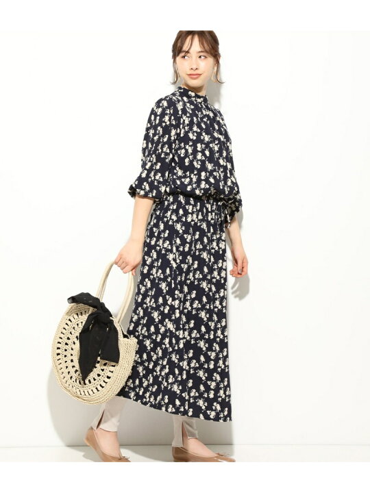 楽天市場 Sale 50 Off ドラマ着用 花柄ドロストワンピース Vis ビス ワンピース ワンピースその他 ネイビー ホワイト レッド Rba E Rakuten Fashion Vis ビス
