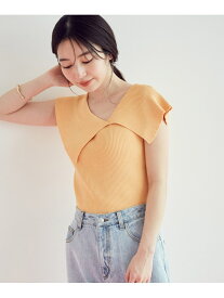 【SALE／50%OFF】アシンメトリービッグカラーノースリーブニット【sustainable】 VIS ビス トップス カットソー・Tシャツ ホワイト ブラウン ネイビー オレンジ【RBA_E】[Rakuten Fashion]