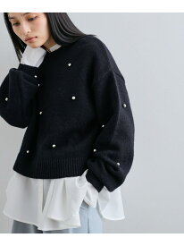 【SALE／40%OFF】【WEB/ルミネ店限定】パールボタンニットプルオーバー VIS ビス トップス ニット ブラック ベージュ グレー【RBA_E】【送料無料】[Rakuten Fashion]