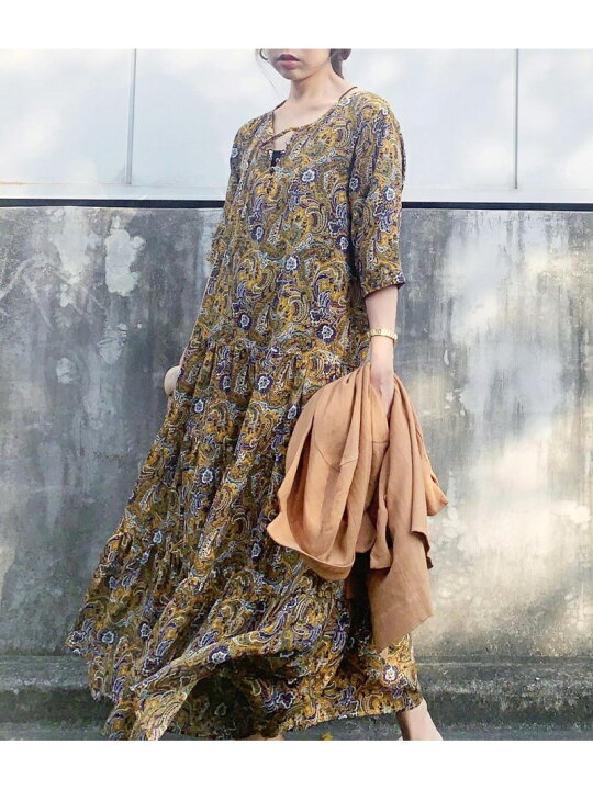 楽天市場 Sale 61 Off フォークロアティアードワンピース Vis ビス ワンピース ワンピースその他 イエロー ホワイト Rba E Rakuten Fashion Vis ビス