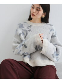 【SALE／50%OFF】フラワージャガードニットプルオーバー VIS ビス トップス ニット ブルー グレー ピンク【RBA_E】[Rakuten Fashion]