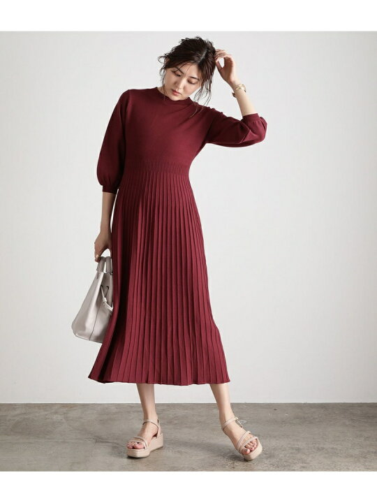 楽天市場 Sale 50 Off 田中みな実さん着用 ボリュームスリーブ6分袖プリーツニットワンピース Vis ビス ワンピース ワンピースその他 ホワイト ブラック ピンク Rba E Rakuten Fashion Vis ビス