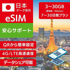 ���{ eSIM ���[�~���O KDDI au SoftBank ������p �y3GB 7���ԁz�y5GB 15���ԁz�y7GB 15���ԁz�y10GB 20���ԁz�y15GB 30���ԁz�y30GB 30���ԁz�v���y�C�hSIM e-SIM ���{ ���s ���� 4G LTE �f�[�^ �y���� �C���^�[�l
