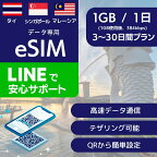 タイ シンガポール マレーシア eSIMデータ専用【毎日 1GB 使用後 384kbps】 3日間 4日間 5日間 7日間 10日間　20日間 30日間 デイリー プラン 正規品 プリペイドSIM e-SIM 東南アジア 3ヵ国 バンコク プーケット マーライオン 旅行 高速 データ ローミング