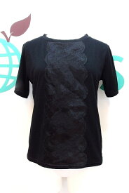 【中古】merry jenny　オーガンジーデザイン 半袖Tシャツ 黒
