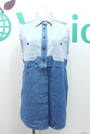 【中古】moussy マウジー デニム ノースリーブシャツ ブルー