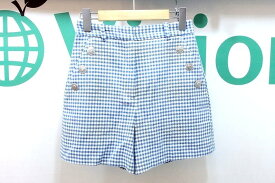 【中古】ZARA ザラ チェック ショートパンツ XS ブルー×白