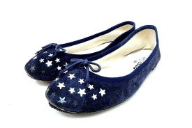 【中古】repetto レペット スター 星 スエード フラット バレエシューズ 35 ネイビー