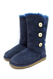 【中古】UGG アグ ベイリーボタン トリプレット ムートンブーツ US4・22cm相当 1962 ネイビー