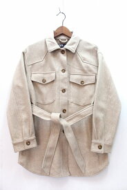 【中古】ZARA ザラ ベルト付き フェイクウール ジャケット コート ・M ベージュ