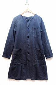 【中古】ZUCCa ズッカ ブラックデニム ノーカラーコート ・M ブラックグレー