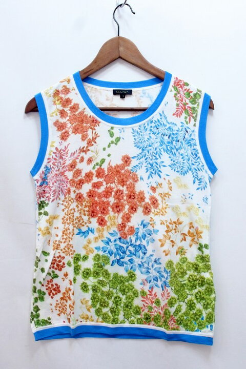 楽天市場】【中古】ESCADA エスカーダ 花柄 ノースリーブニット S 