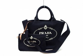 【中古】PRADA プラダ カナパ　2WAY　トートバッグ　キャンバス　ポーチ付き 1BG186 ブラック