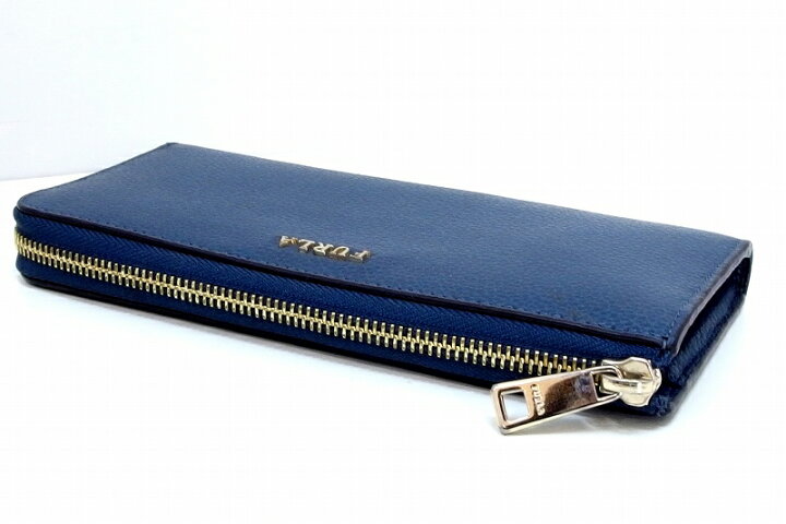 楽天市場】【中古】FURLA フルラ L字ファスナー レザー長財布 ネイビー 