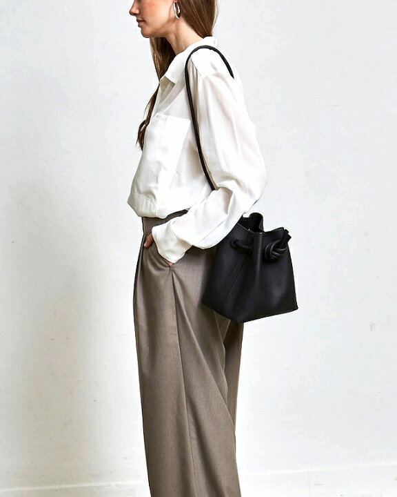 VASIC グレー レザー 巾着型 ショルダーバッグ ボンドミニ（楽天市場  