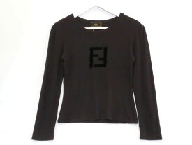 【中古】FENDI フェンディ 長袖カットソー　ズッカベロア素材ロゴ　レーヨン ・40 ブラウン kz5016225011