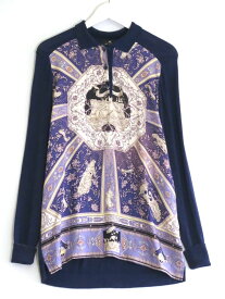 【中古】ETRO エトロ シルク×ニット　長袖　プルオーバー ポロカラー ・42 ブルー/紫 ok5022227659