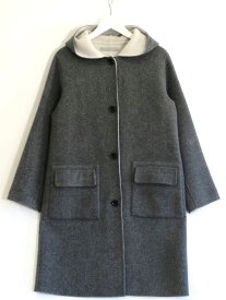 【中古】【メリノウール】Bridle Halley theory luxe セオリーリュクス ダブルフェイス　リバーコート　フード ・40 03-6309621 ダークグレー sy5024228865