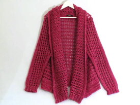 【中古】 TWINSET ACTITUDE ニット　透かし編み　カーディガン　ビッグショール ・S ビビットピンク kz5024229077