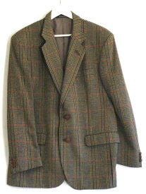【中古】【高級ライン】 DAKS ダックス Signature 英国製 チェック柄　ウール　テーラードジャケット メンズ グリーン|ネイビー ok5024229011