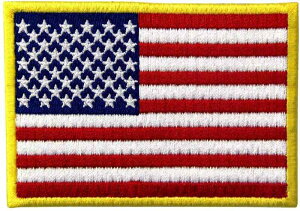 PatchClub アメリカ国旗ワッペン プレミアム刺繍、3.5インチ - ゴールドボーダー - 米国旗ワッペン アメリカ合衆国軍服アイロン/縫製