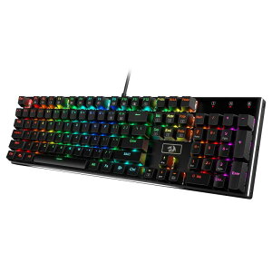Redragon K556 RGB LED�o�b�N���C�g�t���L�����J�j�J���Q�[�~���O�L�[�{�[�h�A104�L�[�z�b�g�X���b�v���J�j�J���L�[�{�[�h�A�A���~�j�E���x�[�X�A�A�b�v�O���[�h�\�P�b�g�ƃm�C�Y�z���t�H�[��