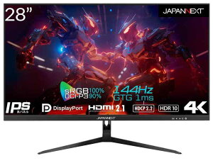 JAPANNEXT 28C` Q[~Oj^[ 144Hz 1ms 4K UHD 3840x2160𑜓x IPS pl fBXvC (HDMI/DisplayPort/VESAΉ/u[CgJbg / p178°) JN-IPS28G1