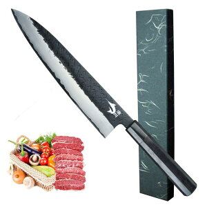 漁川 牛刀包丁 肉切り包丁 刃渡り196 V金10号67層ダマスカス牛刀包丁 高級紅檀ハンドル 切れ味が長持ち、錆びにくくダマスカス包丁